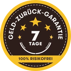 Siegel: 7 Tage Geld-zurück-Garantie, 100 % risikofrei
